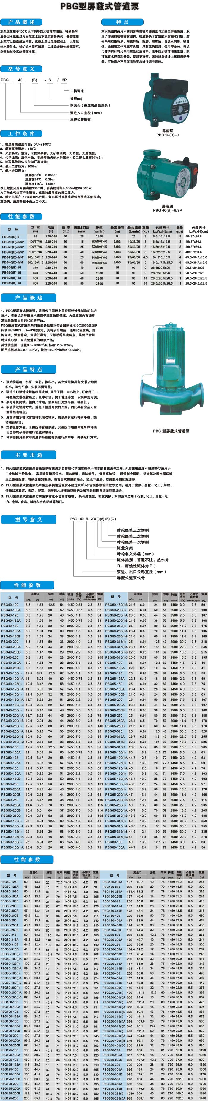 PBG型屏蔽式管道泵