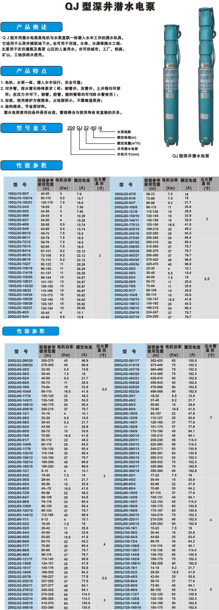 QJ型深井潜水电泵