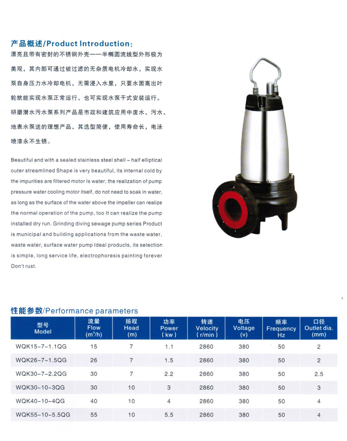 带刀研磨潜污泵